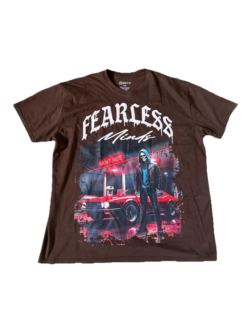 GSTR Bold “FEARLESS MIND” Brown Graphic Inspirational Tee Mens Size 3XL